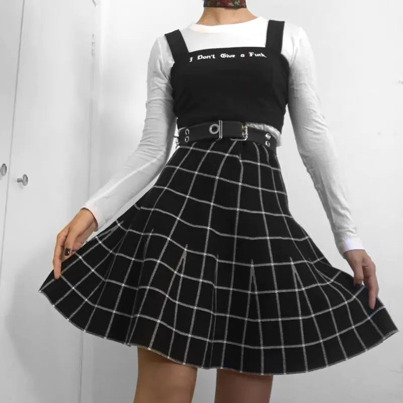 Women's High Waist Plaid Mini Skirt with Panels