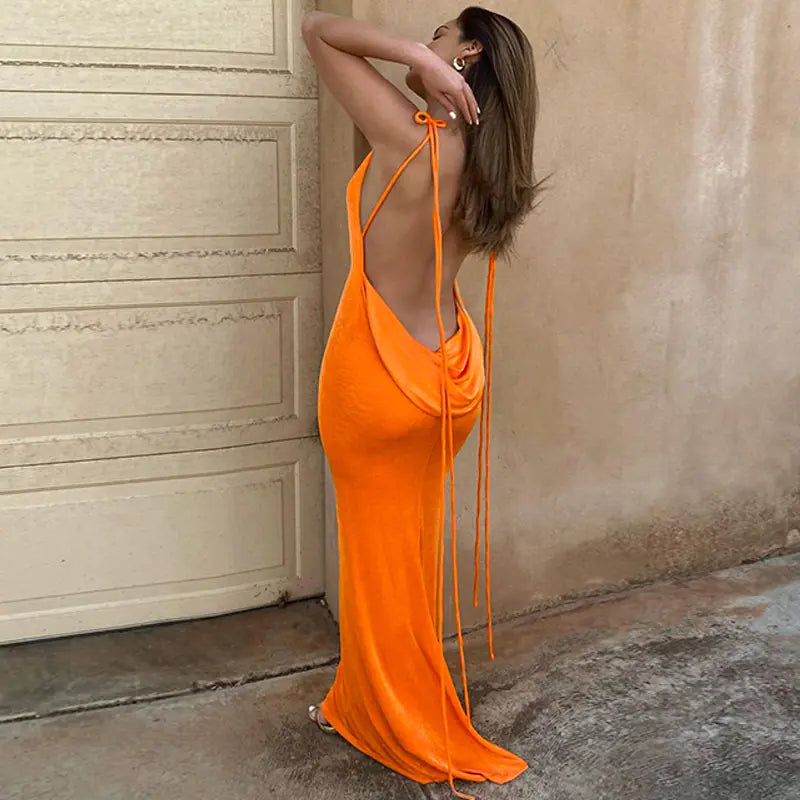 2024 Summer Fashion Sexy Backless Maxi Dress