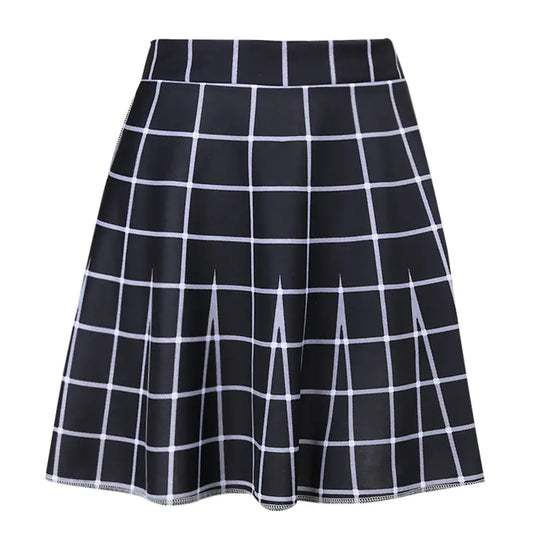 Women's High Waist Plaid Mini Skirt with Panels