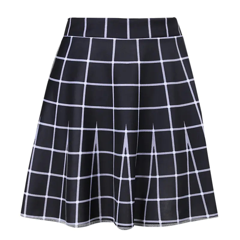 Women's High Waist Plaid Mini Skirt with Panels