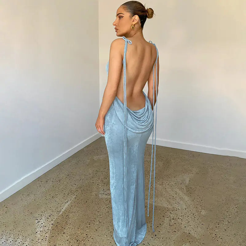 2024 Summer Fashion Sexy Backless Maxi Dress