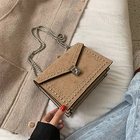 2019 Trendy Studded Small Square Bag for Women