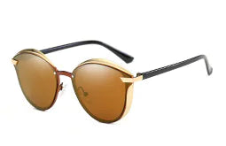 Metallic Polarized Sunglasses for Women - Retro Round Frame