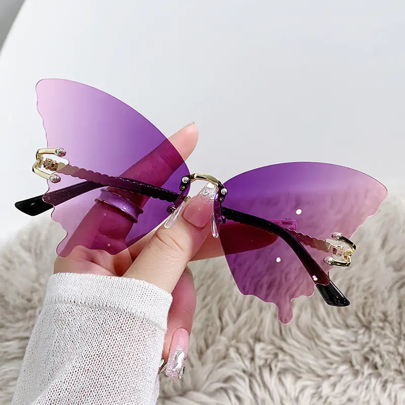 Trendy Rimless Butterfly Sunglasses – Y2K-Inspired Statement Shades