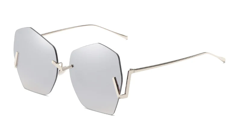 Coated Frameless Sunglasses with Irregular Colorful Design