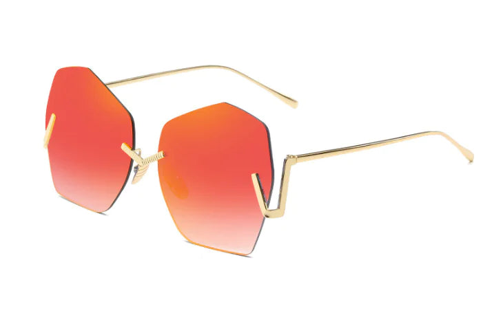 Coated Frameless Sunglasses with Irregular Colorful Design
