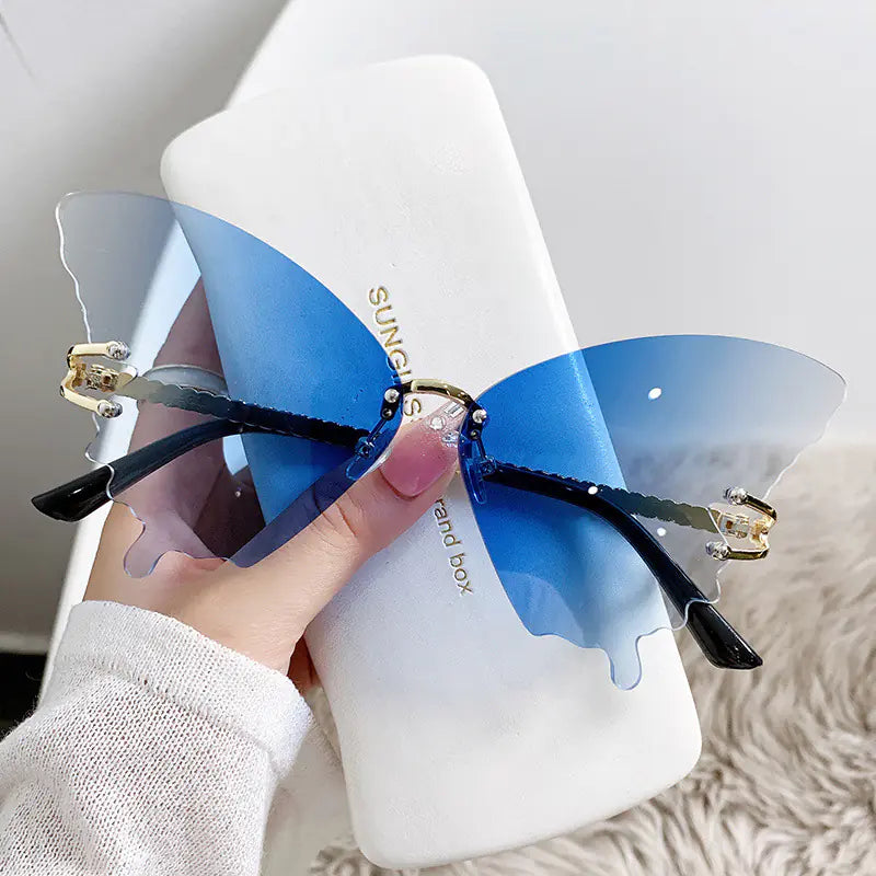 Trendy Rimless Butterfly Sunglasses – Y2K-Inspired Statement Shades