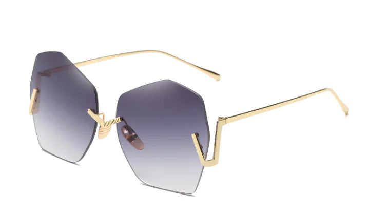 Coated Frameless Sunglasses with Irregular Colorful Design