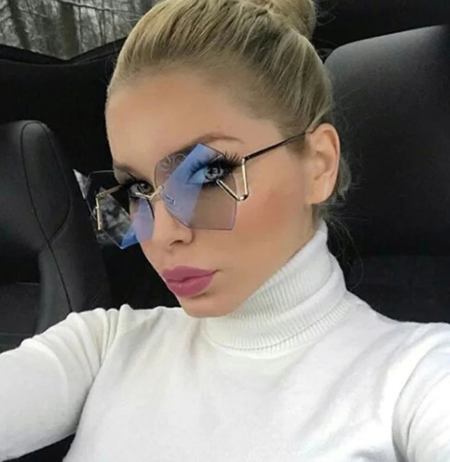 Coated Frameless Sunglasses with Irregular Colorful Design