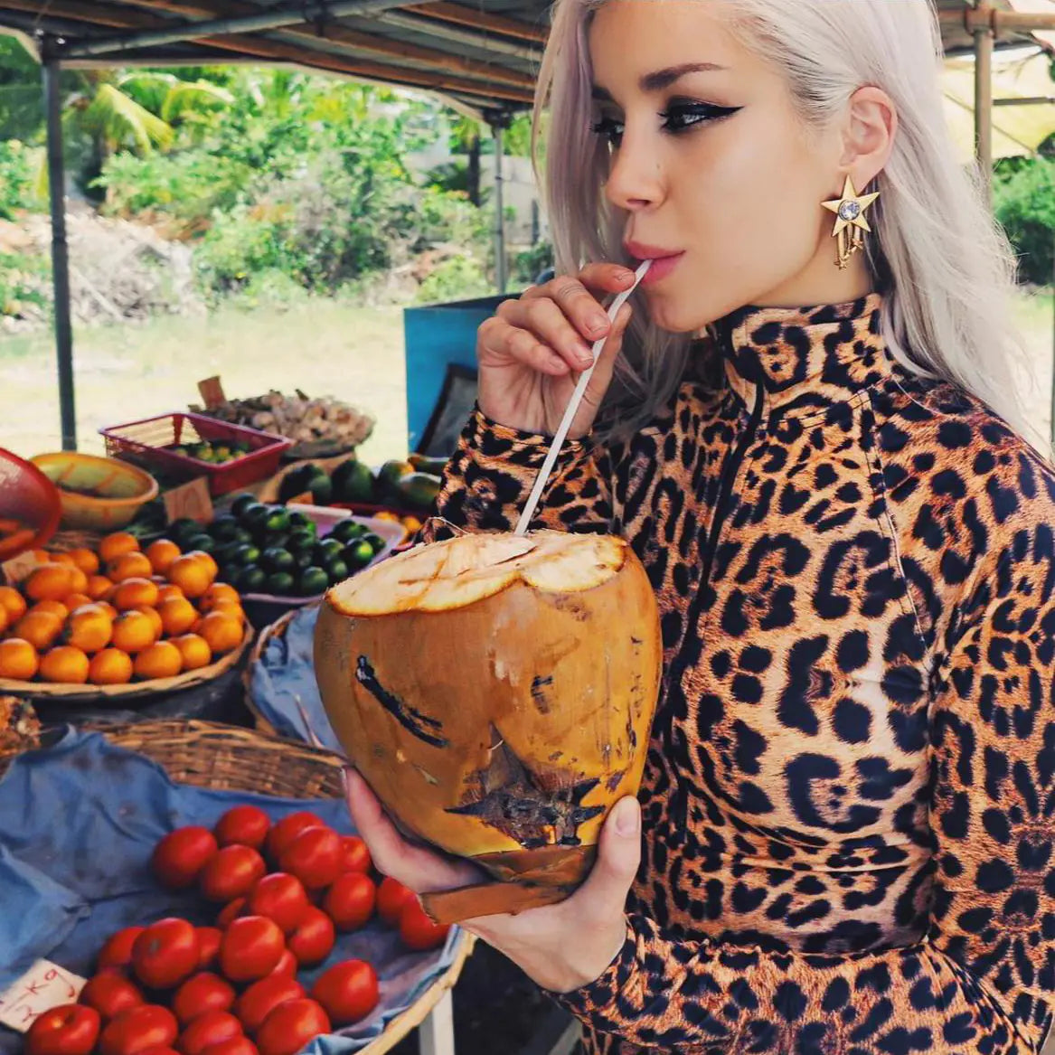 Summer Leopard Print Long Sleeve Jumpsuit for Women