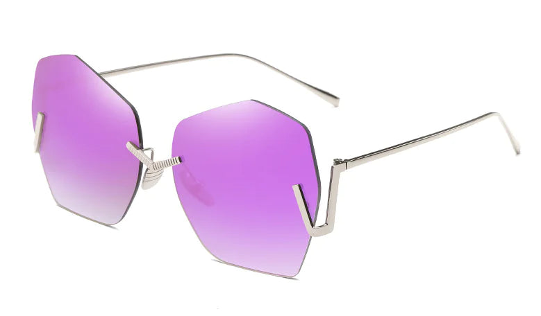 Coated Frameless Sunglasses with Irregular Colorful Design