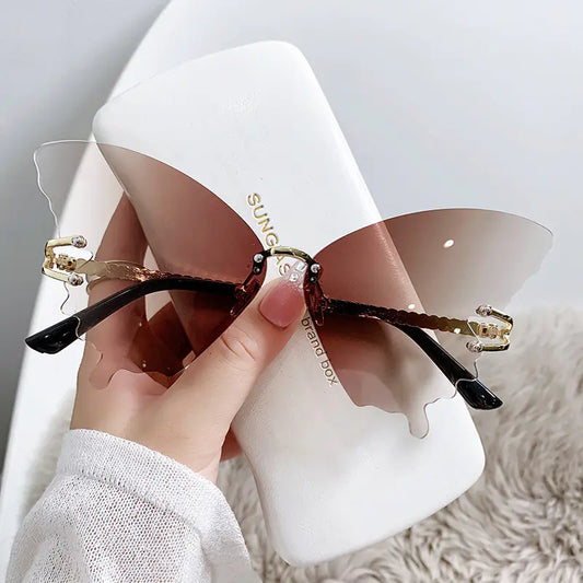 Trendy Rimless Butterfly Sunglasses – Y2K-Inspired Statement Shades