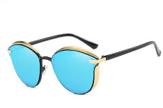 Metallic Polarized Sunglasses for Women - Retro Round Frame